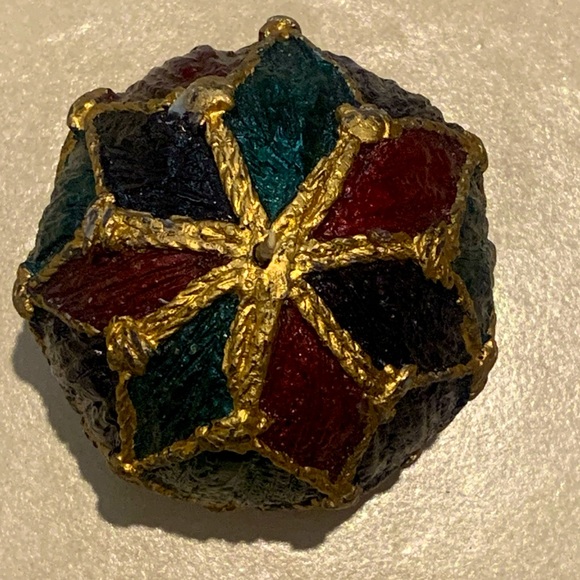 Vintage Decorative Gold Rope Ball Candle Christmas red green blue 3.5x3.5 - Picture 2 of 6